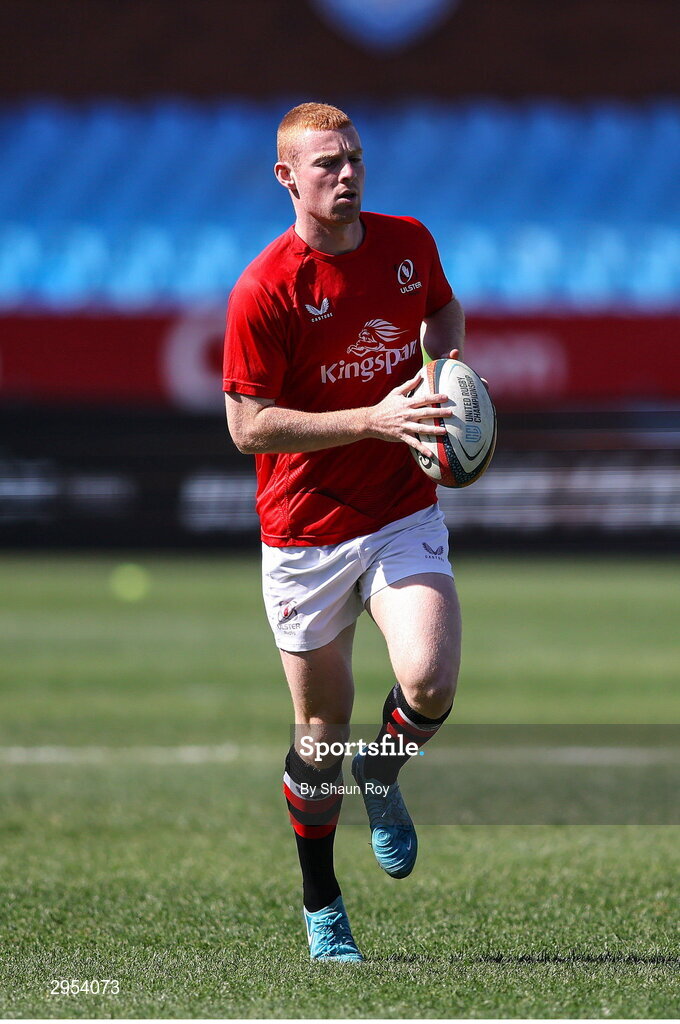 5 October 2024; Nathan Doak of Ulster warms up before the United Rugby Championship match between Vodacom Bulls and Ulster at Loftus Versfeld Stadium in Pretoria, South Africa. Photo by Shaun Roy/Sportsfile