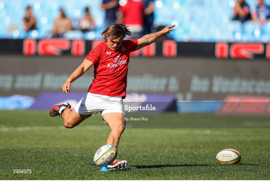 5 October 2024; Aidan Morgan of Ulster warms up before the United Rugby Championship match between Vodacom Bulls and Ulster at Loftus Versfeld Stadium in Pretoria, South Africa. Photo by Shaun Roy/Sportsfile