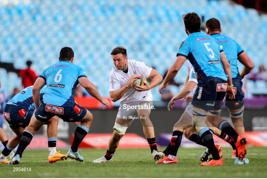 5 October 2024; Alan O’Connor of Ulster in action during the United Rugby Championship match between Vodacom Bulls and Ulster at Loftus Versfeld Stadium in Pretoria, South Africa. Photo by Shaun Roy/Sportsfile