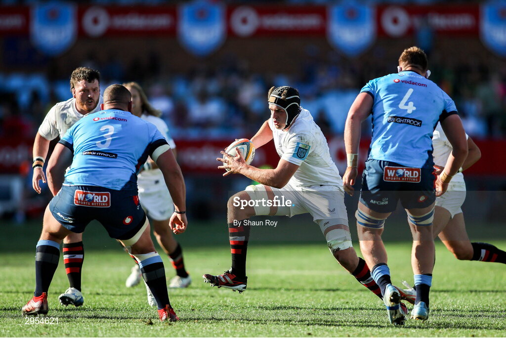 5 October 2024; James McNabney of Ulster in action during the United Rugby Championship match between Vodacom Bulls and Ulster at Loftus Versfeld Stadium in Pretoria, South Africa. Photo by Shaun Roy/Sportsfile