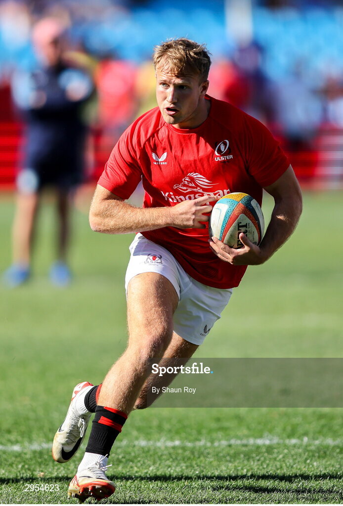 5 October 2024; Stewart Moore of Ulster warms up before the United Rugby Championship match between Vodacom Bulls and Ulster at Loftus Versfeld Stadium in Pretoria, South Africa. Photo by Shaun Roy/Sportsfile