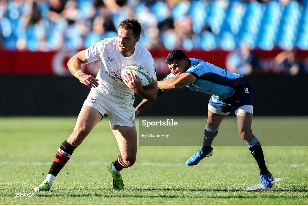 5 October 2024; Jacob Stockdale of Ulster in action during the United Rugby Championship match between Vodacom Bulls and Ulster at Loftus Versfeld Stadium in Pretoria, South Africa. Photo by Shaun Roy/Sportsfile