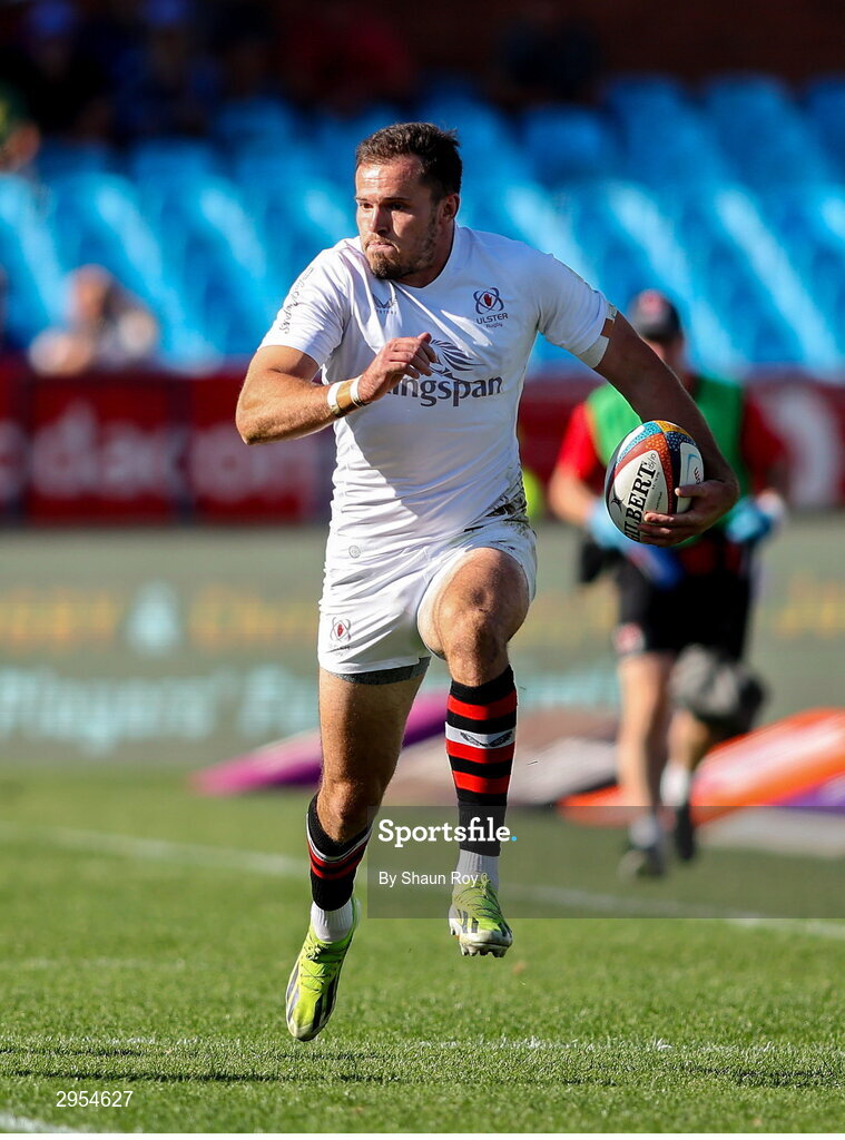 5 October 2024; Jacob Stockdale of Ulster in action during the United Rugby Championship match between Vodacom Bulls and Ulster at Loftus Versfeld Stadium in Pretoria, South Africa. Photo by Shaun Roy/Sportsfile