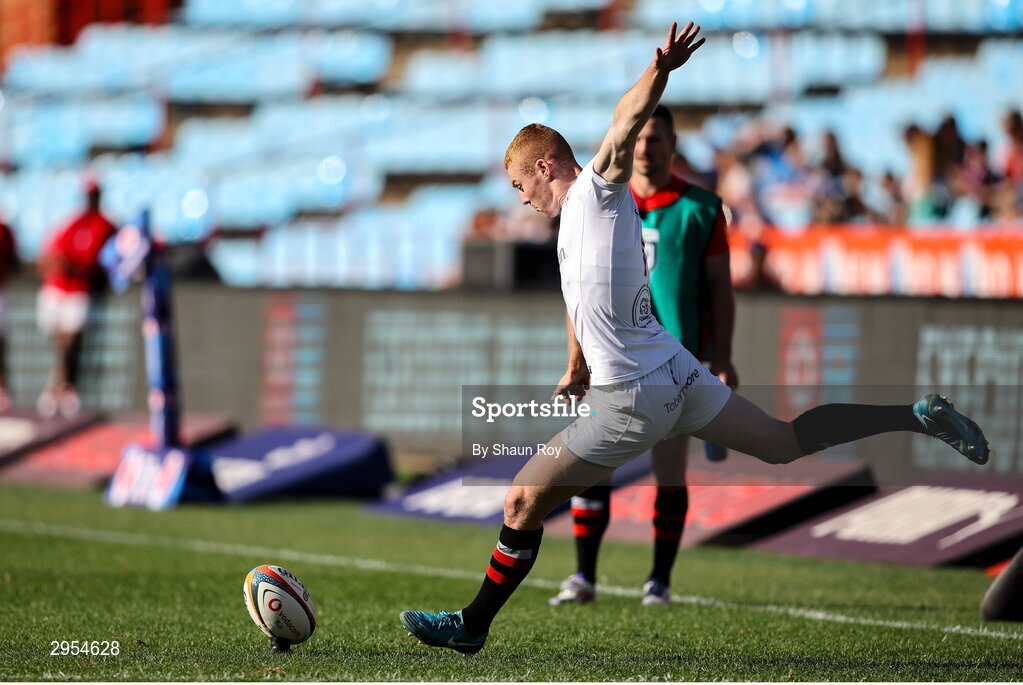 5 October 2024; Nathan Doak of Ulster successfully kicks a conversion during the United Rugby Championship match between Vodacom Bulls and Ulster at Loftus Versfeld Stadium in Pretoria, South Africa. Photo by Shaun Roy/Sportsfile