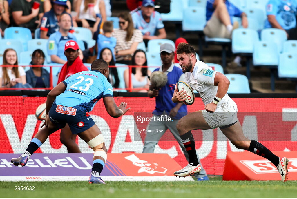 5 October 2024; Ben Carson of Ulster in action during the United Rugby Championship match between Vodacom Bulls and Ulster at Loftus Versfeld Stadium in Pretoria, South Africa. Photo by Shaun Roy/Sportsfile