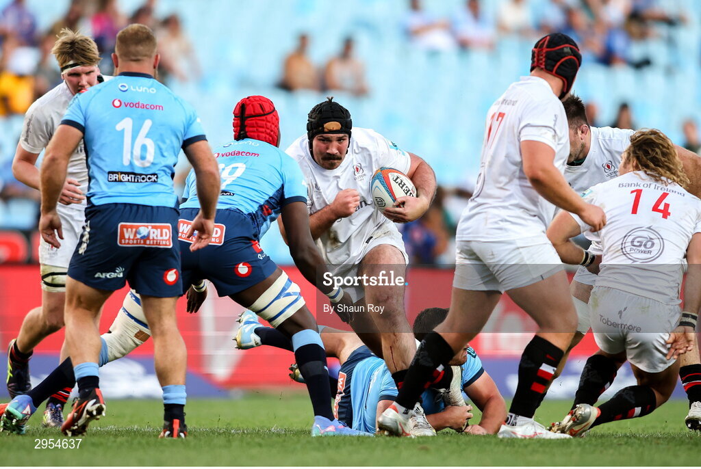 5 October 2024; Tom O’Toole of Ulster in action during the United Rugby Championship match between Vodacom Bulls and Ulster at Loftus Versfeld Stadium in Pretoria, South Africa. Photo by Shaun Roy/Sportsfile