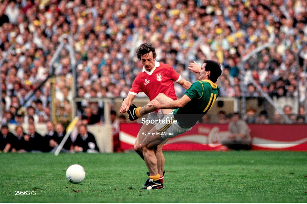 20 September 1987; Conor Counihan of Cork in action against PJ Gillick of Meath of Meath during the All-Ireland Senior Football Championship Final match between Meath and Cork at Croke Park in Dublin. Photo by Ray McManus/Sportsfile