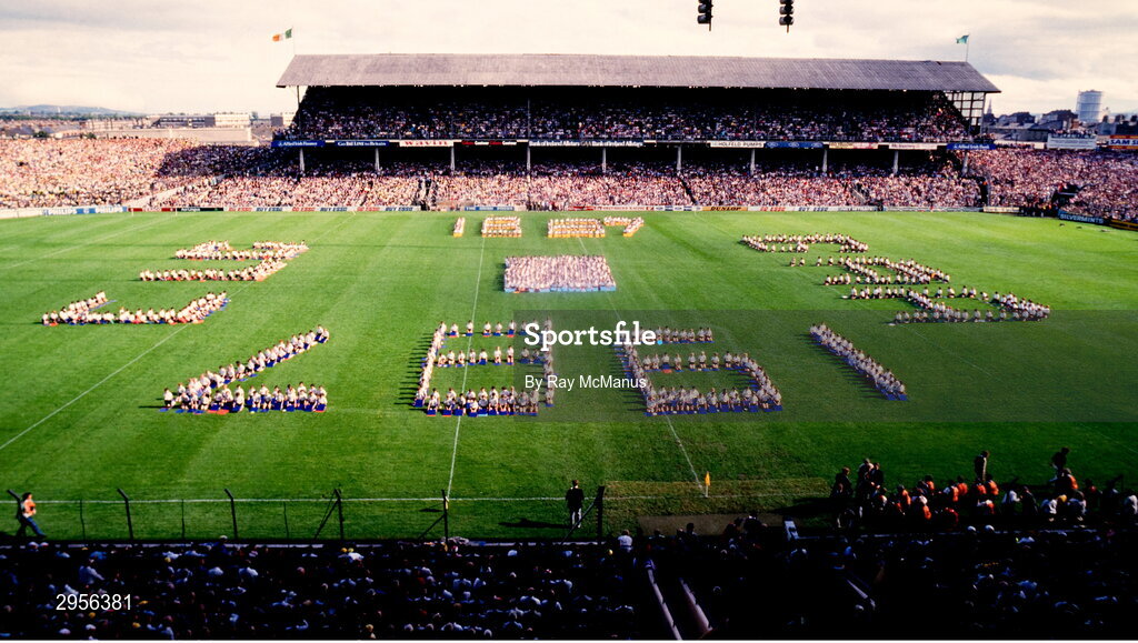 20 September 1987; A general view of the pre-match pageantry ahead of the All-Ireland Senior Football Championship Final match between Meath and Cork at Croke Park in Dublin. Photo by Ray McManus/Sportsfile