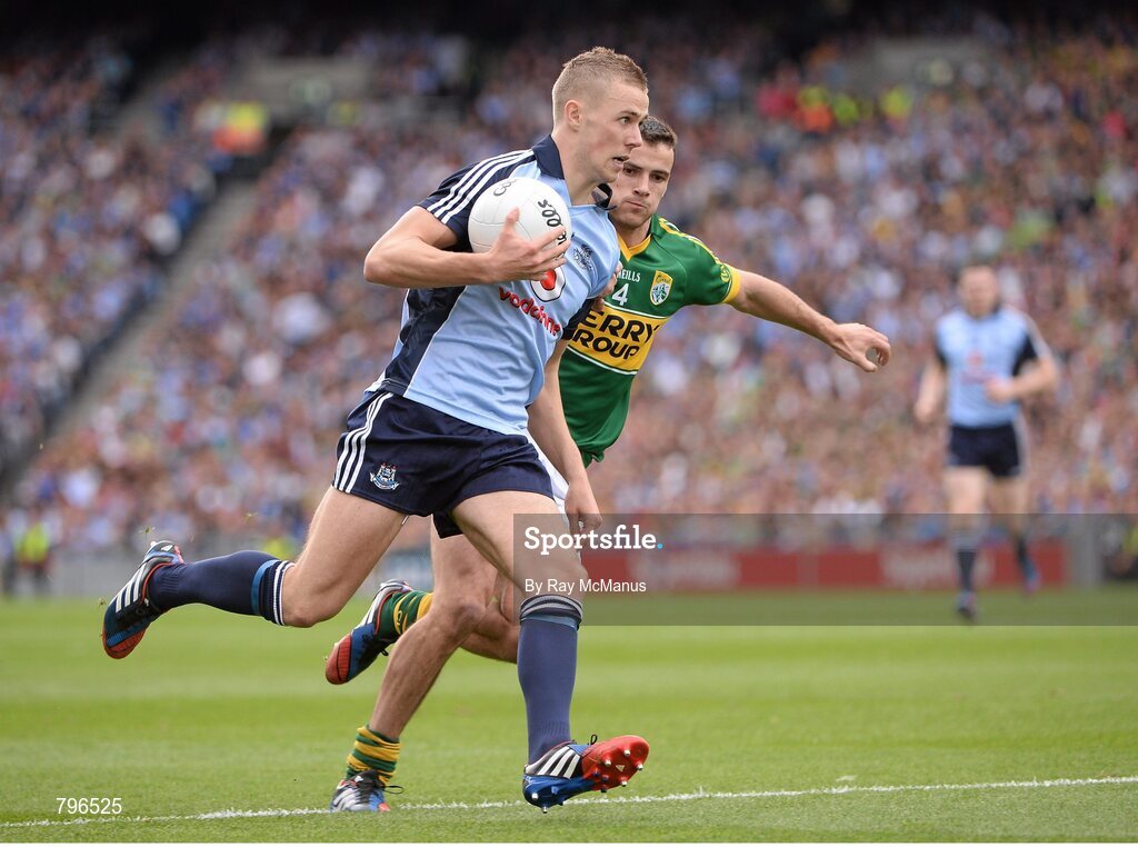 1 September 2013; Paul Mannion, Dublin, is tackled by Shane Griffin, Kerry. GAA Football All-Ireland Senior Championship, Semi-Final, Dublin v Kerry, Croke Park, Dublin. Picture credit: Ray McManus / SPORTSFILE