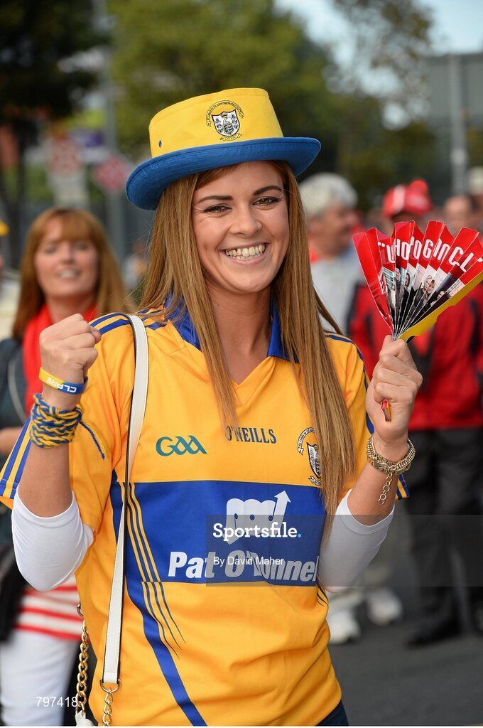 28 September 2013; Clare supporter Sharon Lee, from Tubber, Co. Clare, ahead of the game. GAA Hurling All-Ireland Senior Championship Final Replay, Cork v Clare, Croke Park, Dublin. Picture credit: David Maher / SPORTSFILE