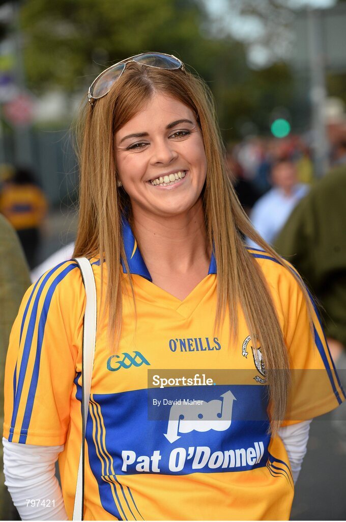 28 September 2013; Clare supporter Sharon Lee, from Tubber, Co. Clare, ahead of the game. GAA Hurling All-Ireland Senior Championship Final Replay, Cork v Clare, Croke Park, Dublin. Picture credit: David Maher / SPORTSFILE