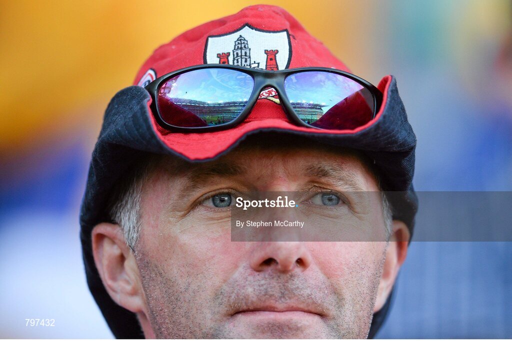 28 September 2013; A Cork supporter looks on before throw-in. GAA Hurling All-Ireland Senior Championship Final Replay, Cork v Clare, Croke Park, Dublin. Picture credit: Stephen McCarthy / SPORTSFILE