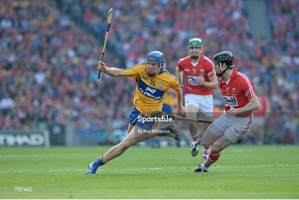 28 September 2013; Shane O'Donnell, Clare, celebrates after scoring his side's first goal. GAA Hurling All-Ireland Senior Championship Final Replay, Cork v Clare, Croke Park, Dublin. Picture credit: Ray McManus / SPORTSFILE
