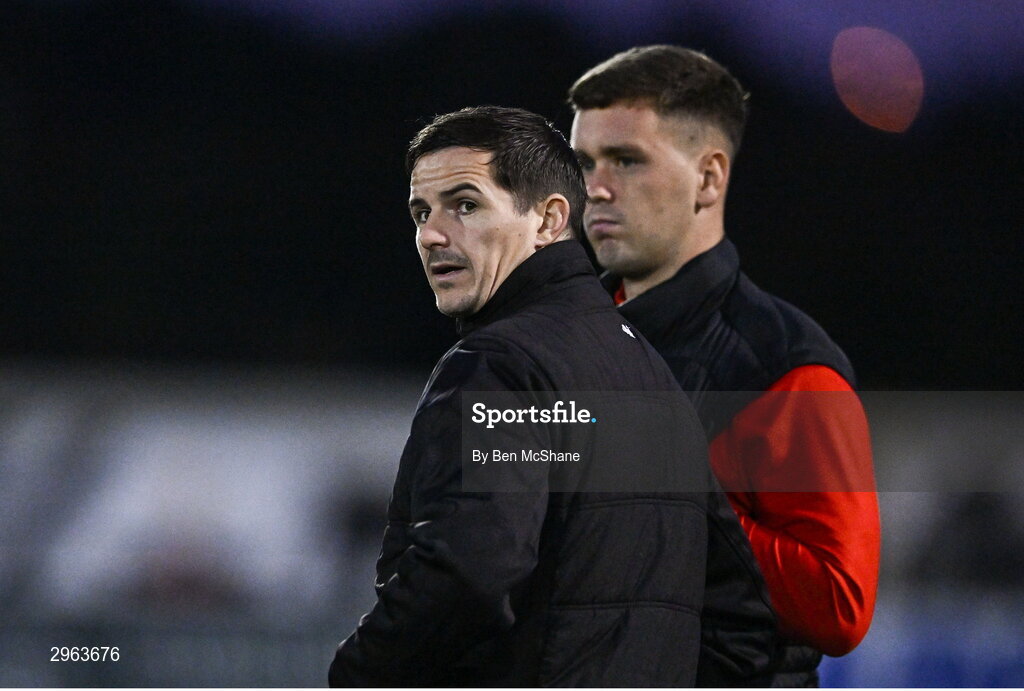 18 October 2024; Ciarán Coll of Derry City before the SSE Airtricity Men's Premier Division match between Dundalk and Derry City at Oriel Park in Dundalk, Louth. Photo by Ben McShane/Sportsfile