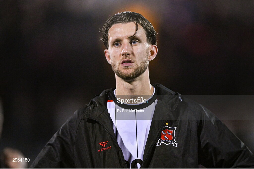 18 October 2024; Koen Oostenbrink of Dundalk reacts after the SSE Airtricity Men's Premier Division match between Dundalk and Derry City at Oriel Park in Dundalk, Louth. Photo by Ben McShane/Sportsfile
