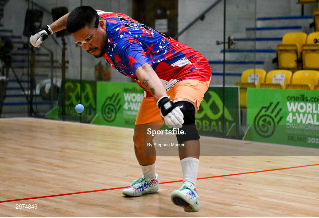 30 October 2024; Braulio Ruiz of USA in action in the Open Men's round of 16 during day five of the O'Neills.com World 4-Wall Championships at Croke Park in Dublin. Photo by Stephen Marken/Sportsfile