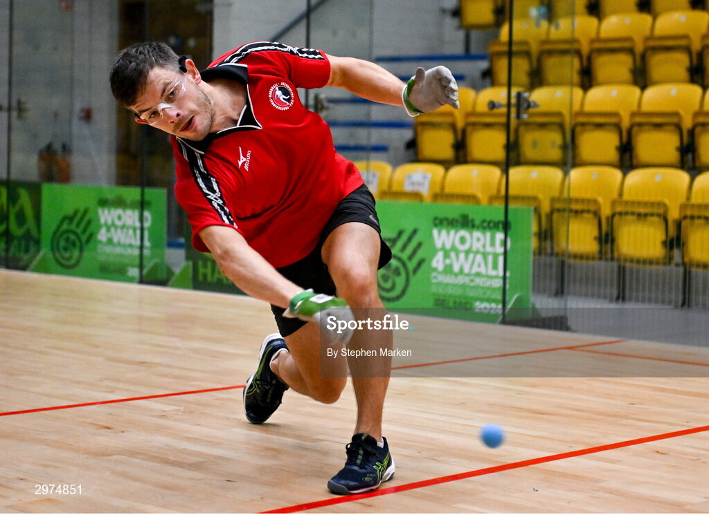 30 October 2024; Killian Carroll of USA in action during the Open Men's round of 16, during day five of the O'Neills.com World 4-Wall Championships at Croke Park in Dublin. Photo by Stephen Marken/Sportsfile