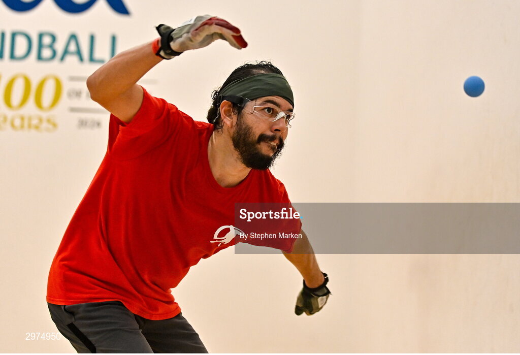 30 October 2024; Daniel Cordova of Juarez, Mexico, in action during the Open Men's round of 16, during day five of the O'Neills.com World 4-Wall Championships at Croke Park in Dublin. Photo by Stephen Marken/Sportsfile