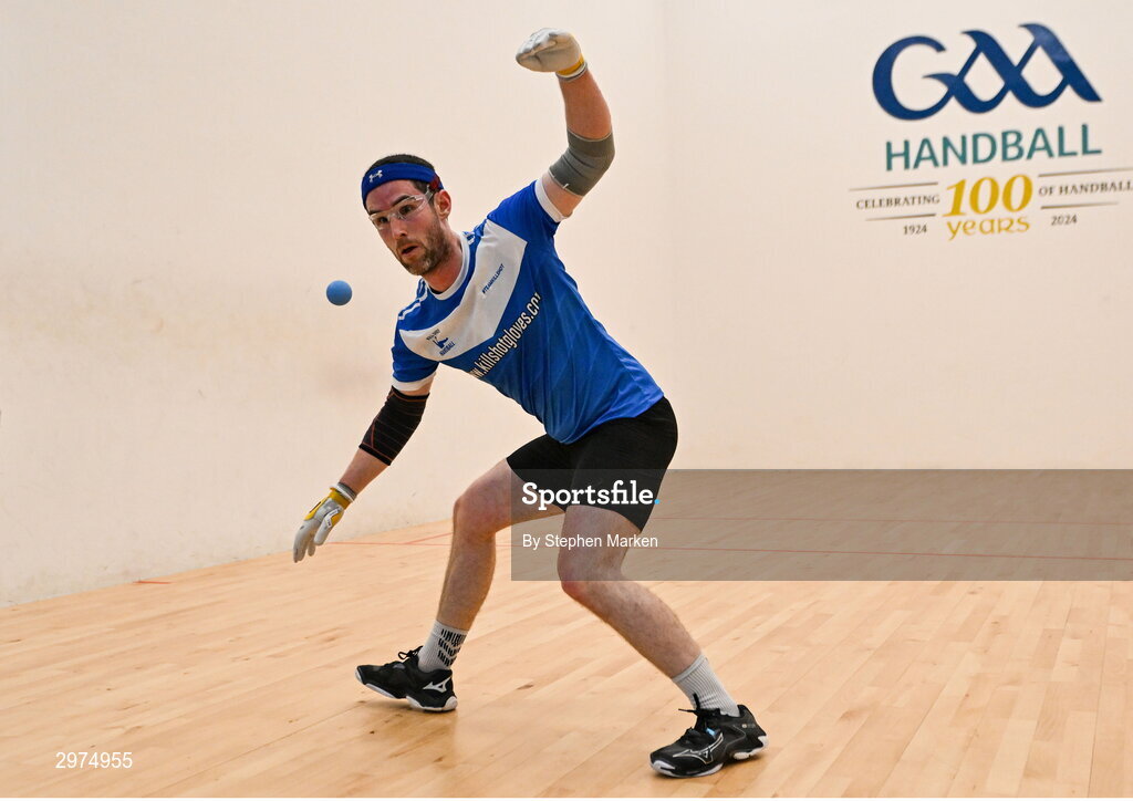 30 October 2024; Diarmuid Nash of Tuamgraney, Clare, in action in the Open Men's round of 16 during day five of the O'Neills.com World 4-Wall Championships at Croke Park in Dublin. Photo by Stephen Marken/Sportsfile