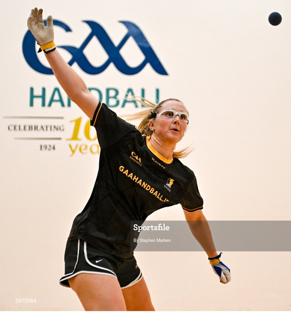 30 October 2024; Aoife Holden of Kilfane, Kilkenny, in action in the Open Ladies round of 16 during day five of the O'Neills.com World 4-Wall Championships at Croke Park in Dublin. Photo by Stephen Marken/Sportsfile