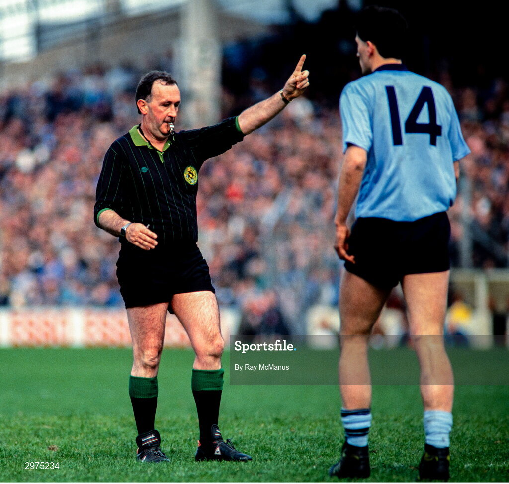 20 August 1989; Referee Mickey Kerins during the All-Ireland Senior Football Championship Semi-Final match between Cork and Dublin at Croke Park in Dublin. Photo by Ray McManus/Sportsfile