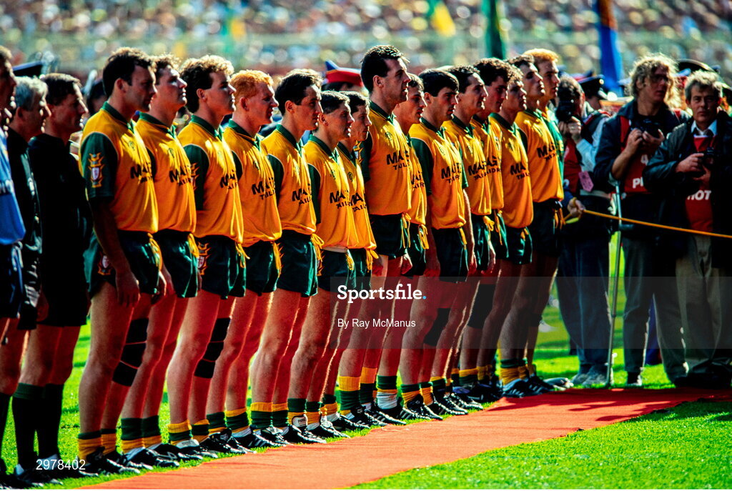 20 September 1992; Donegal players before the All-Ireland Senior Football Championship Final match between Donegal and Dublin at Croke Park in Dublin. Photo by Ray McManus/Sportsfile