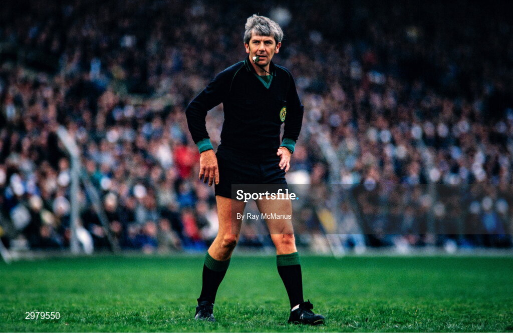 4 May 1986; Referee Pat Lane during the Ford National Football League Division 1 Final match between Laois and Monaghan at Croke Park, Dublin. Photo by Ray McManus/Sportsfile