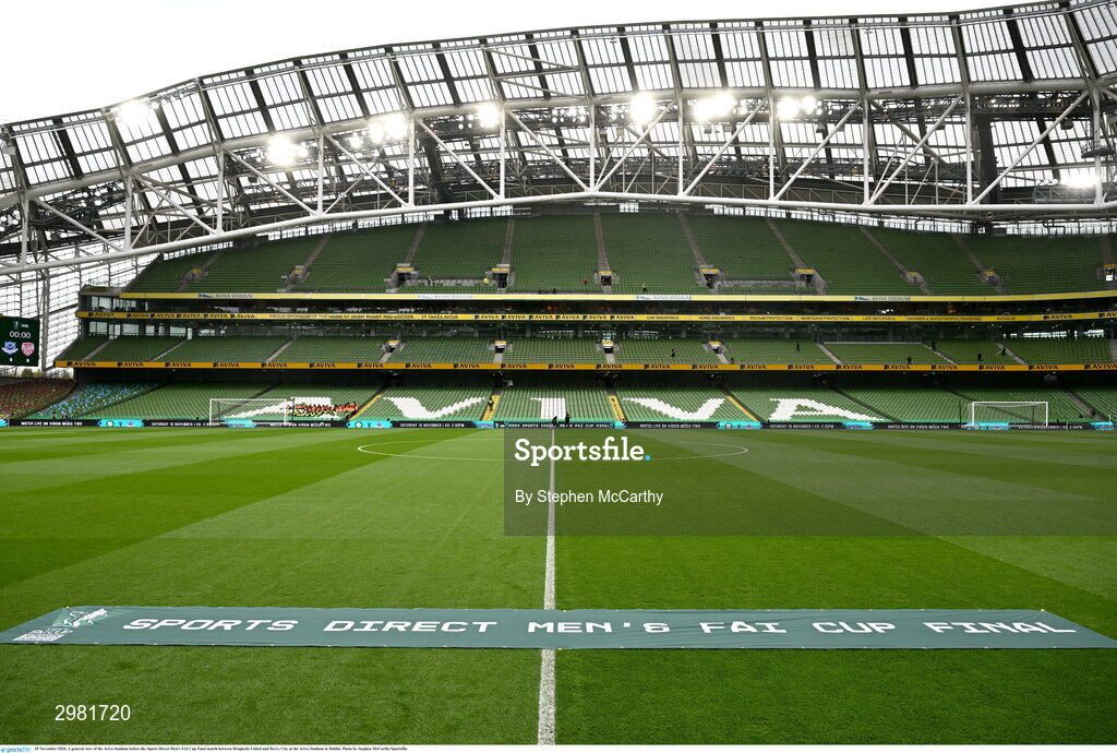 10 November 2024; A general view of the Aviva Stadium before the Sports Direct Men's FAI Cup Final match between Drogheda United and Derry City at the Aviva Stadium in Dublin. Photo by Stephen McCarthy/Sportsfile