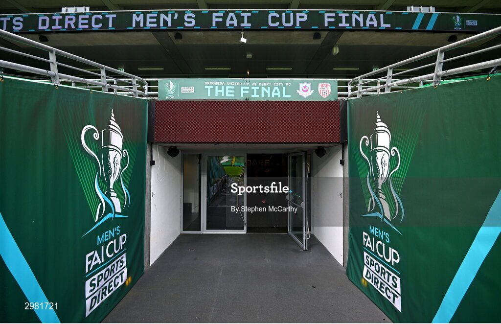 10 November 2024; A general view of the Aviva Stadium tunnel area before the Sports Direct Men's FAI Cup Final match between Drogheda United and Derry City at the Aviva Stadium in Dublin. Photo by Stephen McCarthy/Sportsfile
