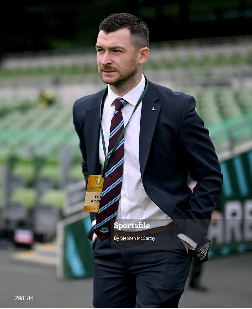 10 November 2024; Ryan Brennan of Drogheda United walks the pitch before the Sports Direct Men's FAI Cup Final match between Drogheda United and Derry City at the Aviva Stadium in Dublin. Photo by Stephen McCarthy/Sportsfile