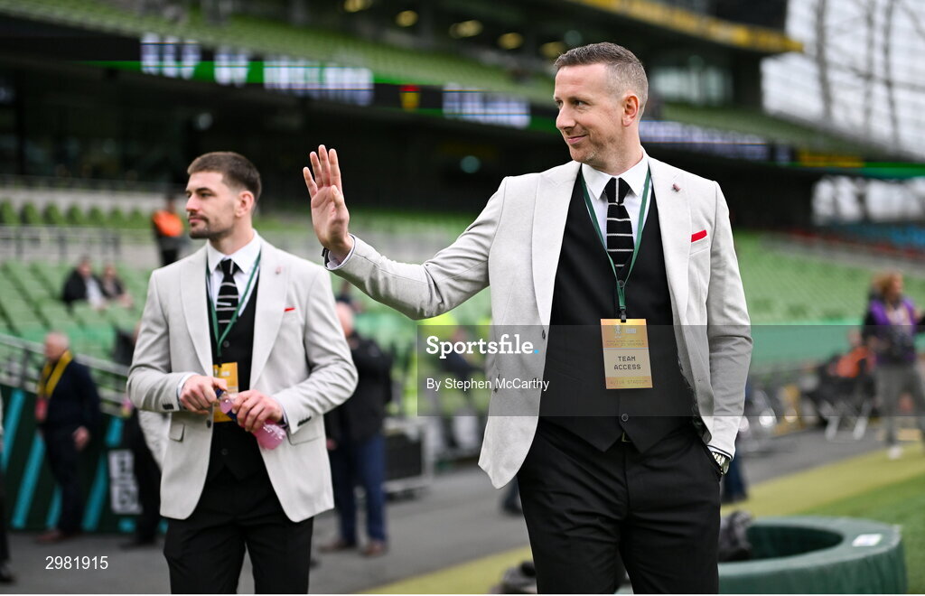 10 November 2024; Shane McEleney of Derry City walks the pitch before the Sports Direct Men's FAI Cup Final match between Drogheda United and Derry City at the Aviva Stadium in Dublin. Photo by Stephen McCarthy/Sportsfile