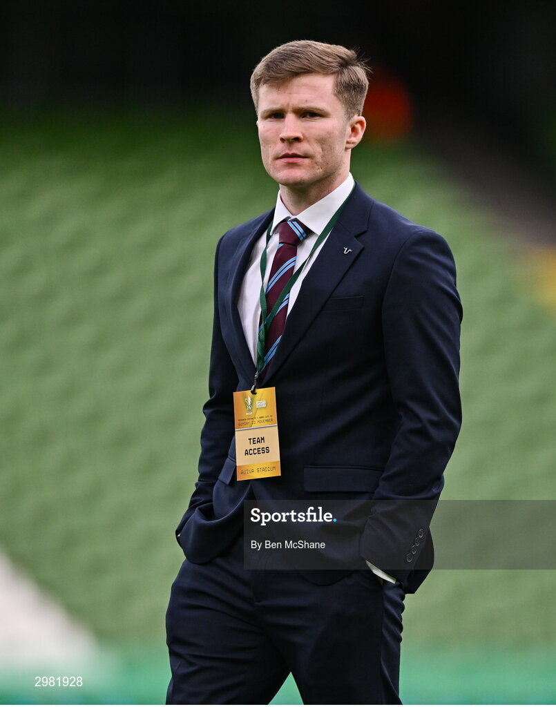 10 November 2024; Conor Kane of Drogheda United walks the pitch before the Sports Direct Men's FAI Cup Final match between Drogheda United and Derry City at the Aviva Stadium in Dublin. Photo by Ben McShane/Sportsfile