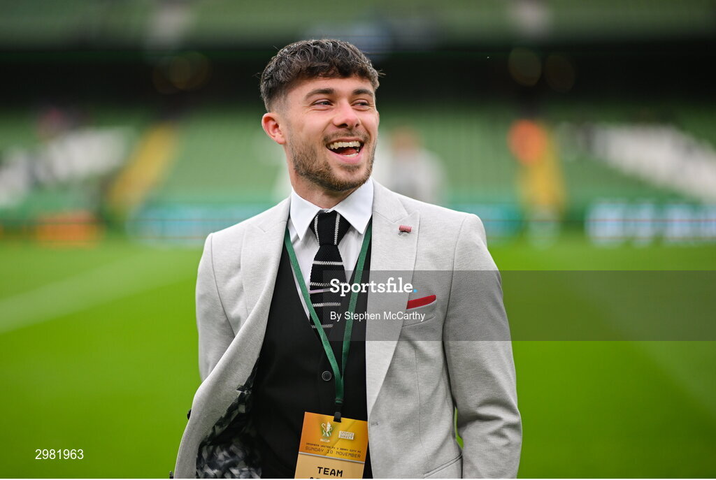 10 November 2024; Adam O'Reilly of Derry City walks the pitch before the Sports Direct Men's FAI Cup Final match between Drogheda United and Derry City at the Aviva Stadium in Dublin. Photo by Stephen McCarthy/Sportsfile