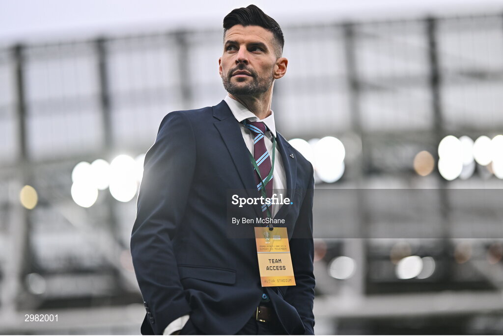 10 November 2024; Adam Foley of Drogheda United walks the pitch before the Sports Direct Men's FAI Cup Final match between Drogheda United and Derry City at the Aviva Stadium in Dublin. Photo by Ben McShane/Sportsfile