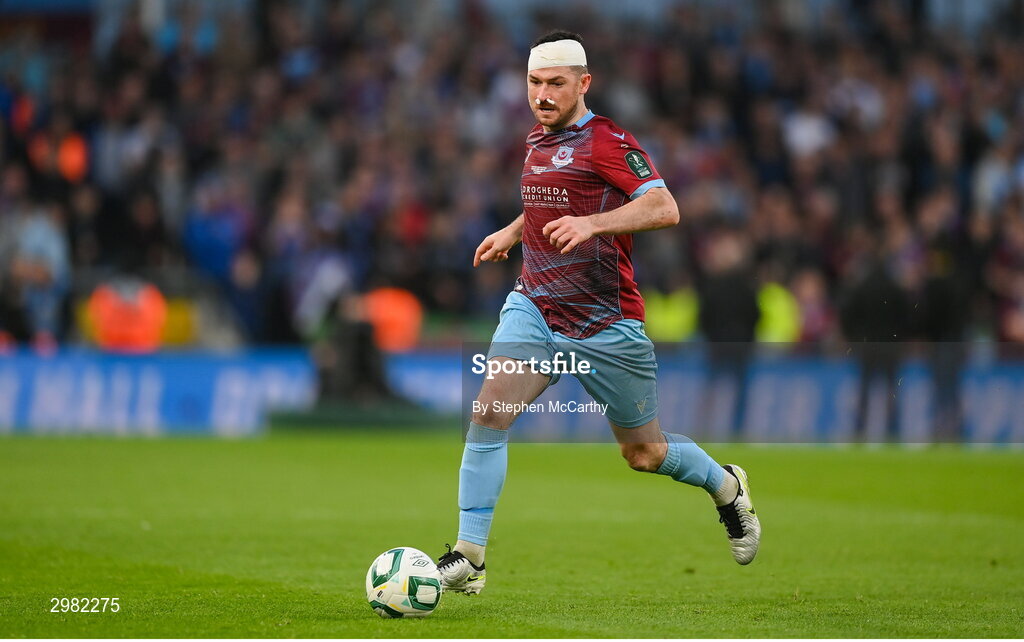 10 November 2024; Ryan Brennan of Drogheda United during the Sports Direct Men's FAI Cup Final match between Drogheda United and Derry City at the Aviva Stadium in Dublin. Photo by Stephen McCarthy/Sportsfile