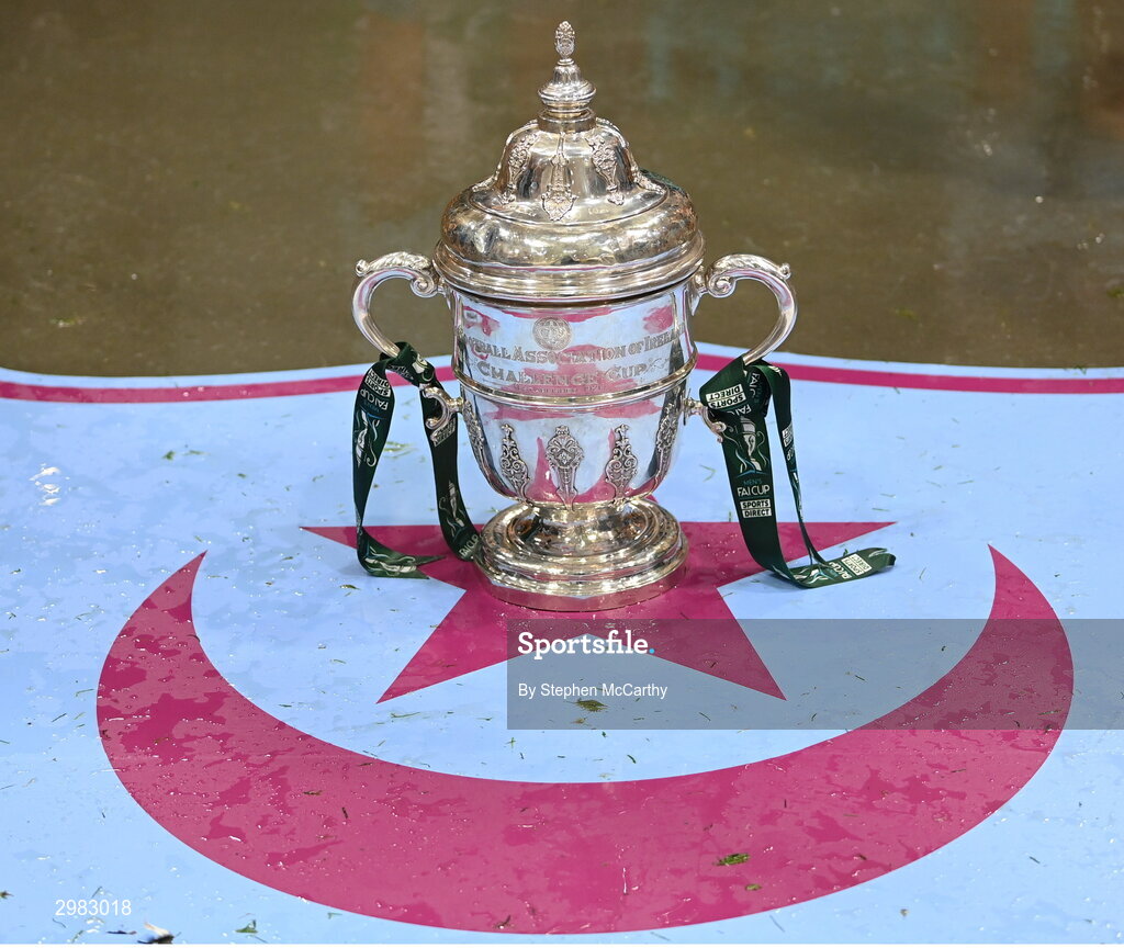 10 November 2024; The FAI Cup in the Drogheda United dressing room after the Sports Direct Men's FAI Cup Final match between Drogheda United and Derry City at the Aviva Stadium in Dublin. Photo by Stephen McCarthy/Sportsfile