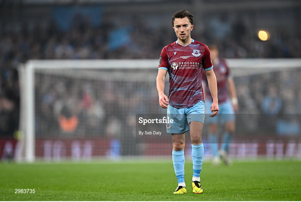 10 November 2024; Darragh Markey of Drogheda United during the Sports Direct Men's FAI Cup Final match between Drogheda United and Derry City at the Aviva Stadium in Dublin. Photo by Seb Daly/Sportsfile