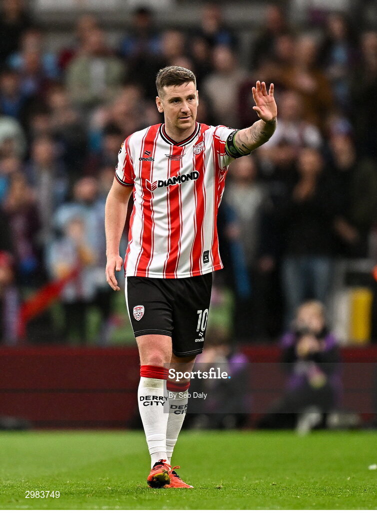 10 November 2024; Patrick McEleney of Derry City during the Sports Direct Men's FAI Cup Final match between Drogheda United and Derry City at the Aviva Stadium in Dublin. Photo by Seb Daly/Sportsfile