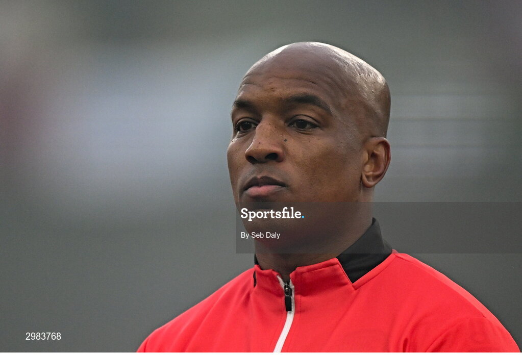 10 November 2024; Andre Wisdom of Derry City before the Sports Direct Men's FAI Cup Final match between Drogheda United and Derry City at the Aviva Stadium in Dublin. Photo by Seb Daly/Sportsfile