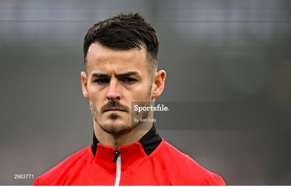 10 November 2024; Danny Mullen of Derry City before the Sports Direct Men's FAI Cup Final match between Drogheda United and Derry City at the Aviva Stadium in Dublin. Photo by Seb Daly/Sportsfile