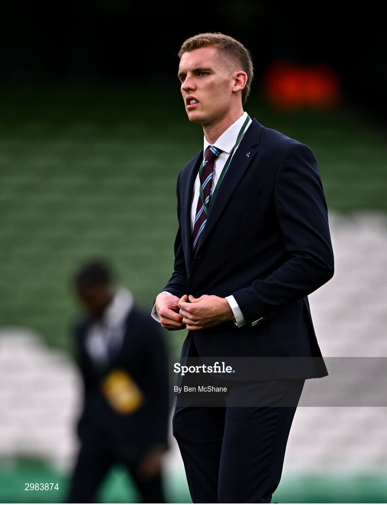10 November 2024; Jack Keaney of Drogheda United before the Sports Direct Men's FAI Cup Final match between Drogheda United and Derry City at the Aviva Stadium in Dublin. Photo by Ben McShane/Sportsfile