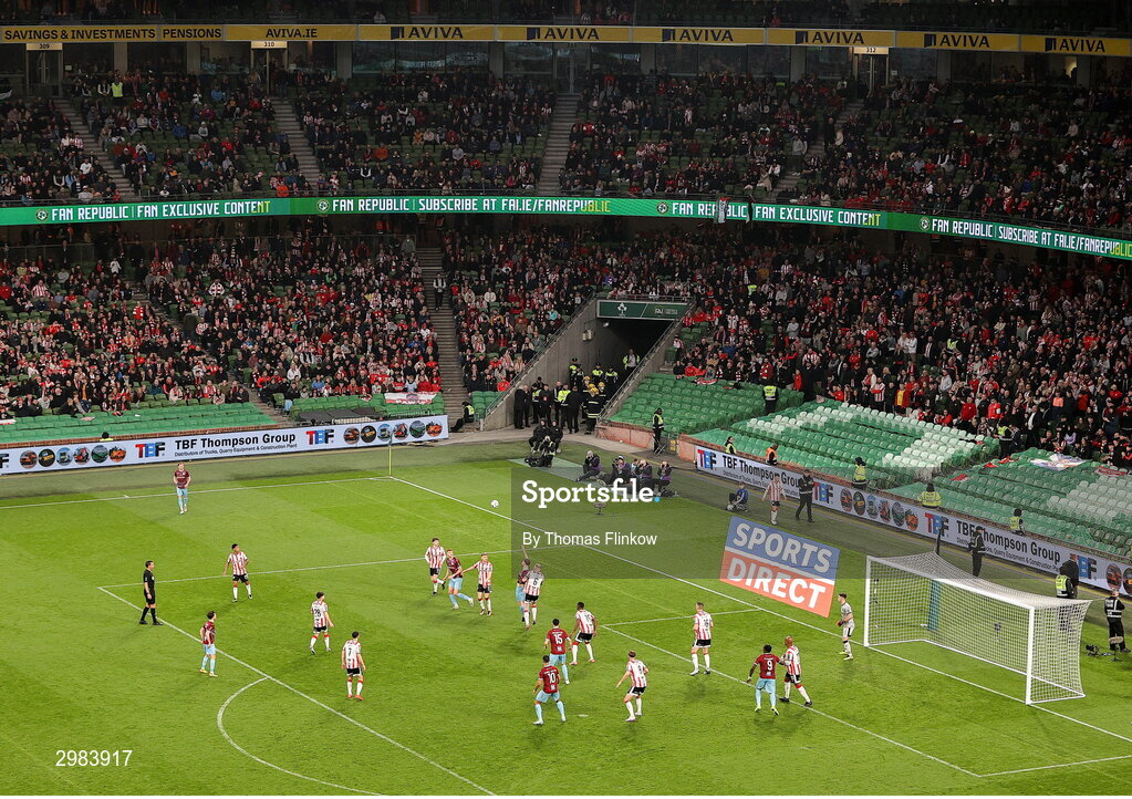 10 November 2024; A general view of action during the Sports Direct Men's FAI Cup Final match between Drogheda United and Derry City at the Aviva Stadium in Dublin. Photo by Thomas Flinkow/Sportsfile