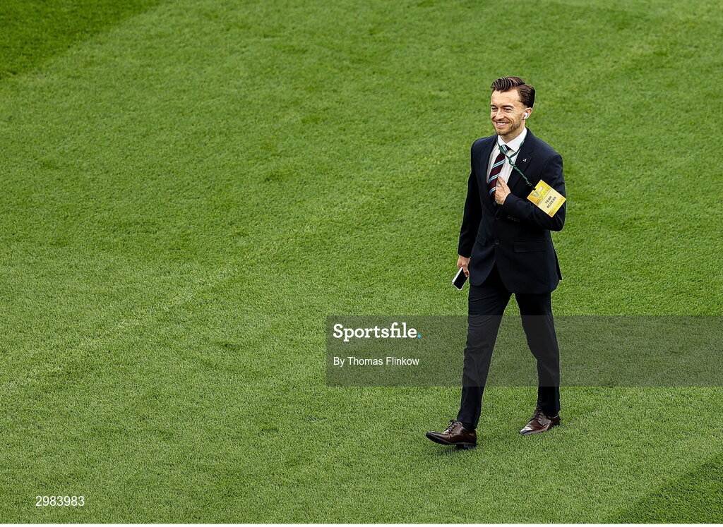 10 November 2024; Darragh Markey of Drogheda United walks the pitch before the Sports Direct Men's FAI Cup Final match between Drogheda United and Derry City at the Aviva Stadium in Dublin. Photo by Thomas Flinkow/Sportsfile