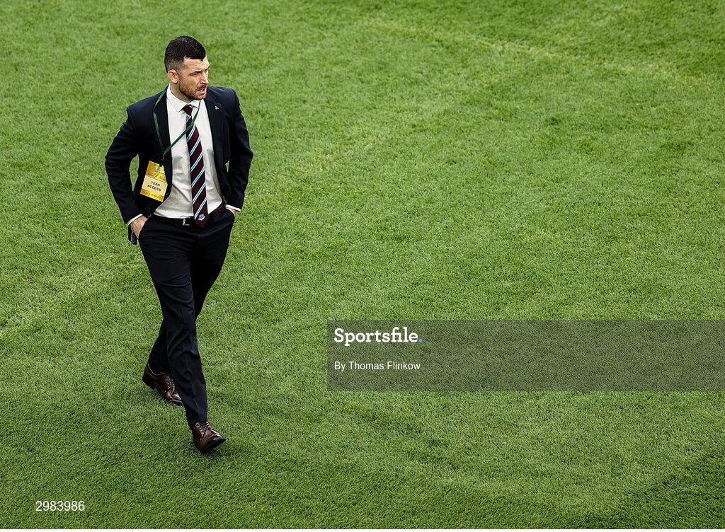 10 November 2024; Ryan Brennan of Drogheda United walks the pitch before the Sports Direct Men's FAI Cup Final match between Drogheda United and Derry City at the Aviva Stadium in Dublin. Photo by Thomas Flinkow/Sportsfile