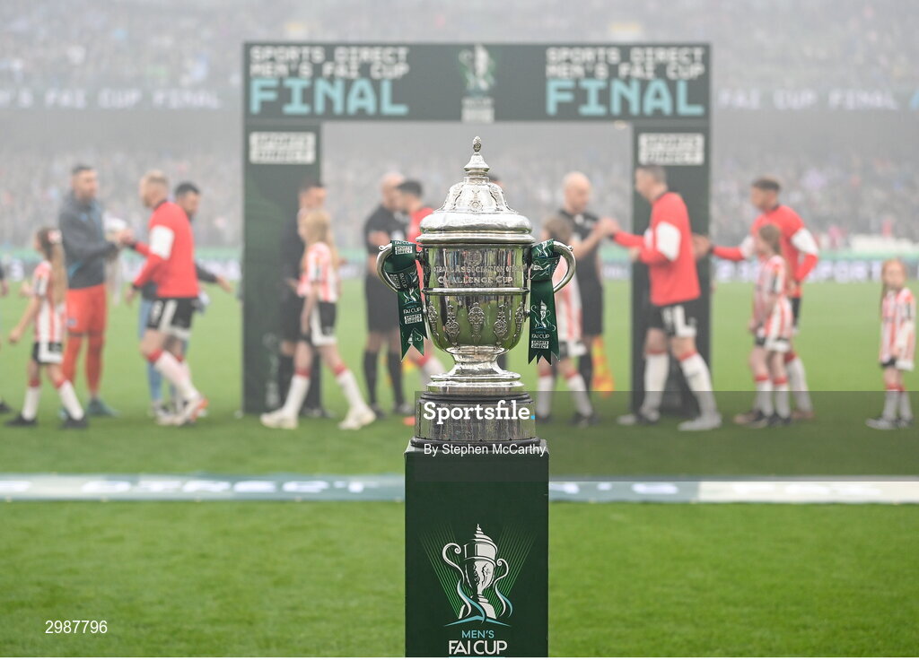 10 November 2024; A general view of the FAI Cup before the Sports Direct Men's FAI Cup Final match between Drogheda United and Derry City at the Aviva Stadium in Dublin. Photo by Stephen McCarthy/Sportsfile