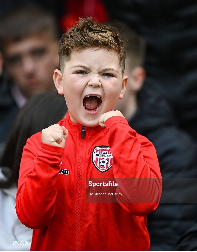 10 November 2024; Derry City supporter Braelin Diver before the Sports Direct Men's FAI Cup Final match between Drogheda United and Derry City at the Aviva Stadium in Dublin. Photo by Stephen McCarthy/Sportsfile