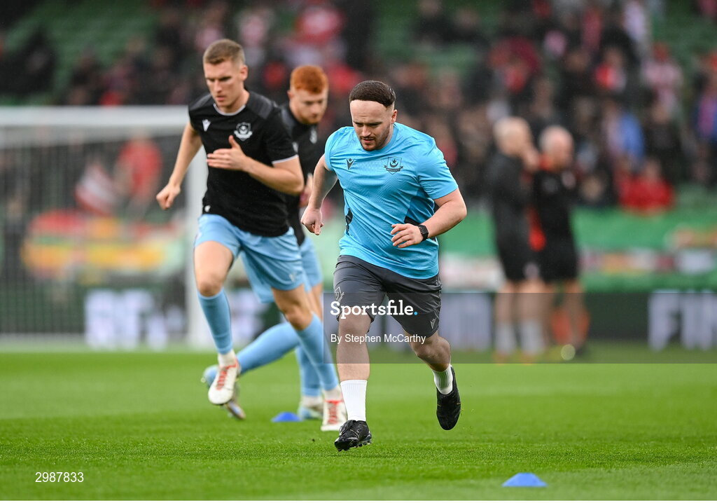 10 November 2024; Drogheda United strength and conditioning coach Conor Tully before the Sports Direct Men's FAI Cup Final match between Drogheda United and Derry City at the Aviva Stadium in Dublin. Photo by Stephen McCarthy/Sportsfile