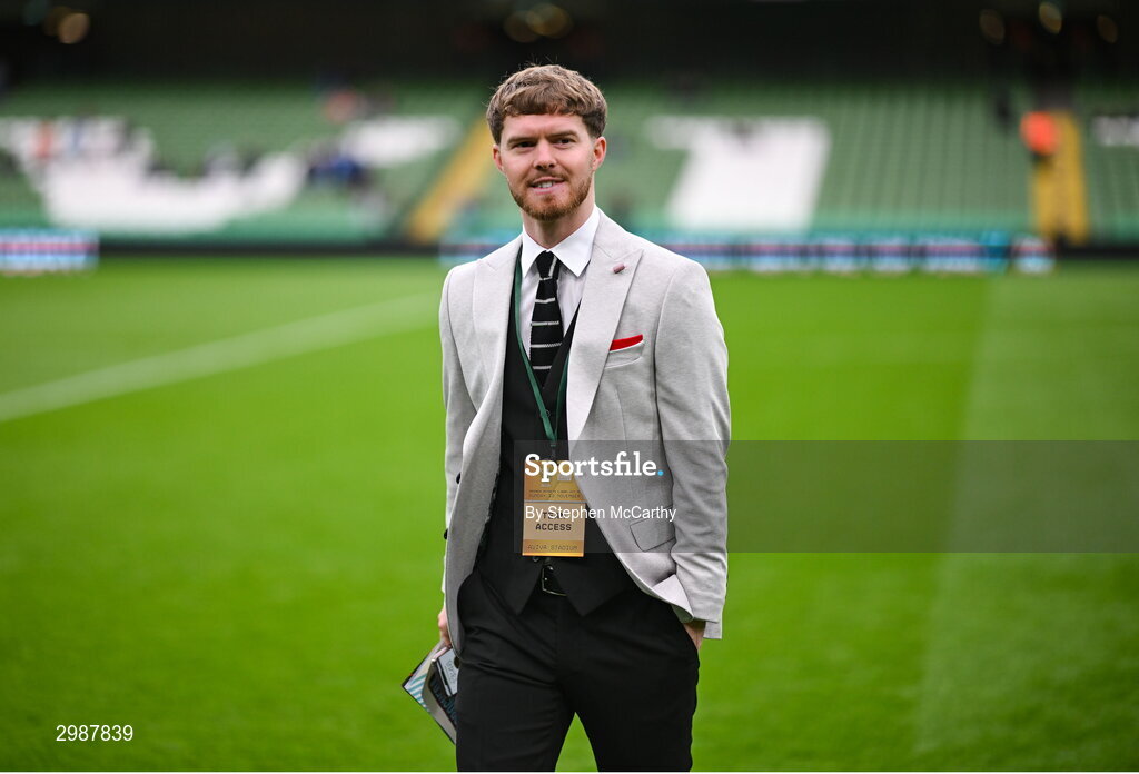 10 November 2024; Jacob Davenport of Derry City before the Sports Direct Men's FAI Cup Final match between Drogheda United and Derry City at the Aviva Stadium in Dublin. Photo by Stephen McCarthy/Sportsfile