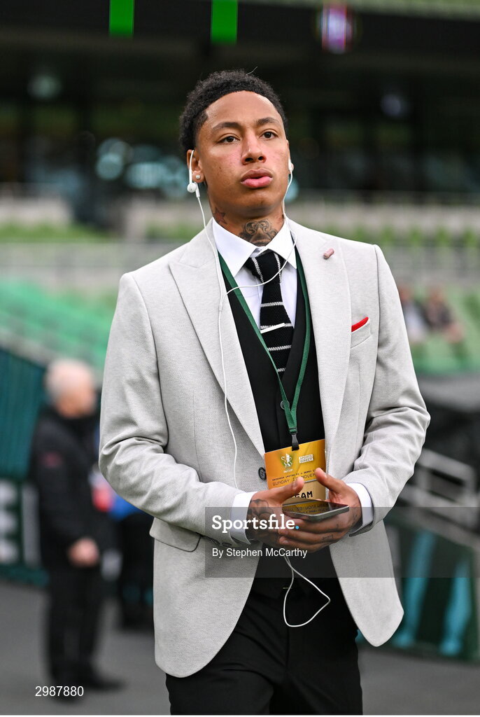 10 November 2024; Sean Robertson of Derry City before the Sports Direct Men's FAI Cup Final match between Drogheda United and Derry City at the Aviva Stadium in Dublin. Photo by Stephen McCarthy/Sportsfile