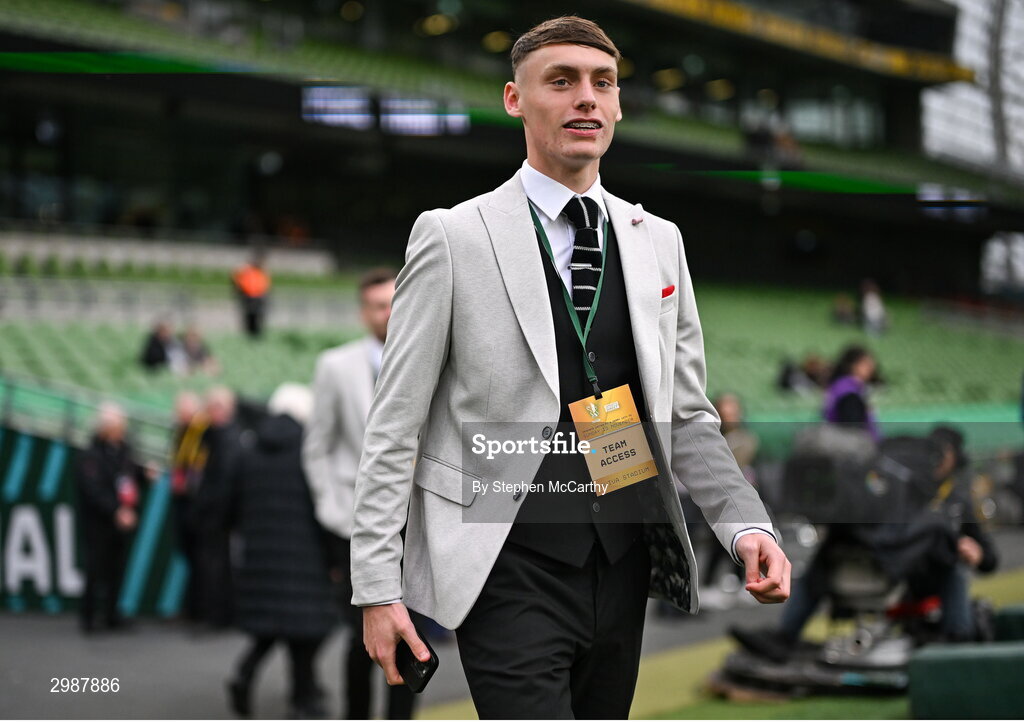 10 November 2024; Conor Barr of Derry City before the Sports Direct Men's FAI Cup Final match between Drogheda United and Derry City at the Aviva Stadium in Dublin. Photo by Stephen McCarthy/Sportsfile
